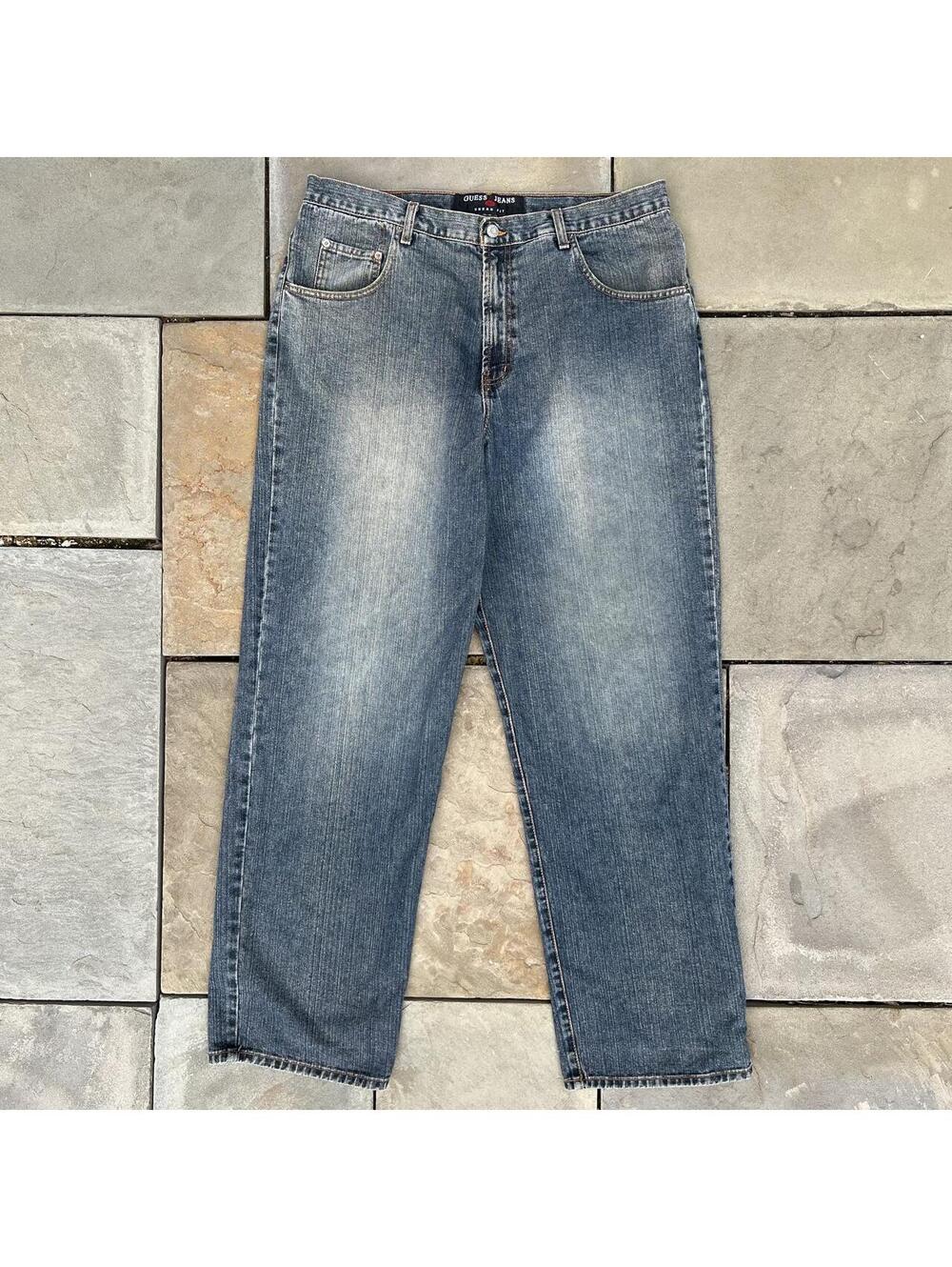 Y2K Guess Distressed Fade Wash Baggy Relaxed Jeans